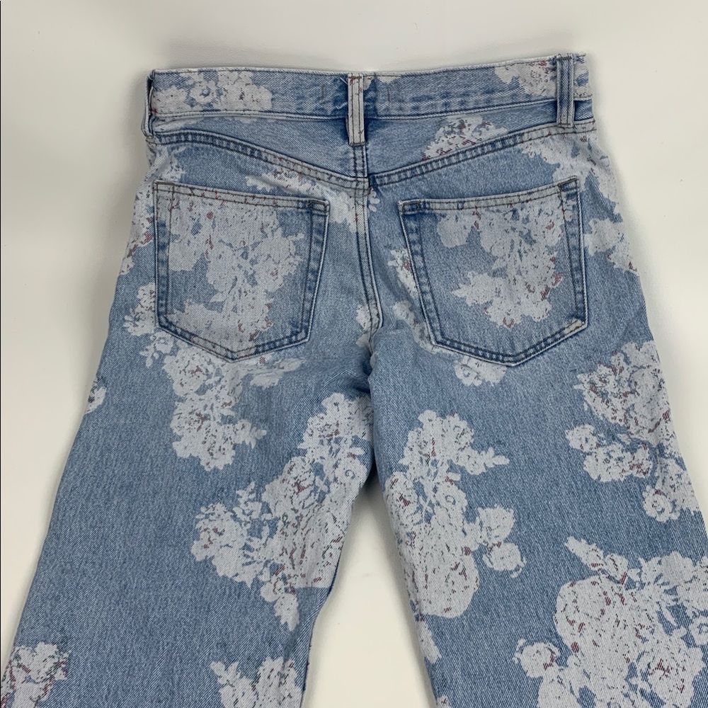 We The Free FP Blue Floral Jeans Size 26 Cotton Straight Leg light Wash denim - Picture 4 of 16